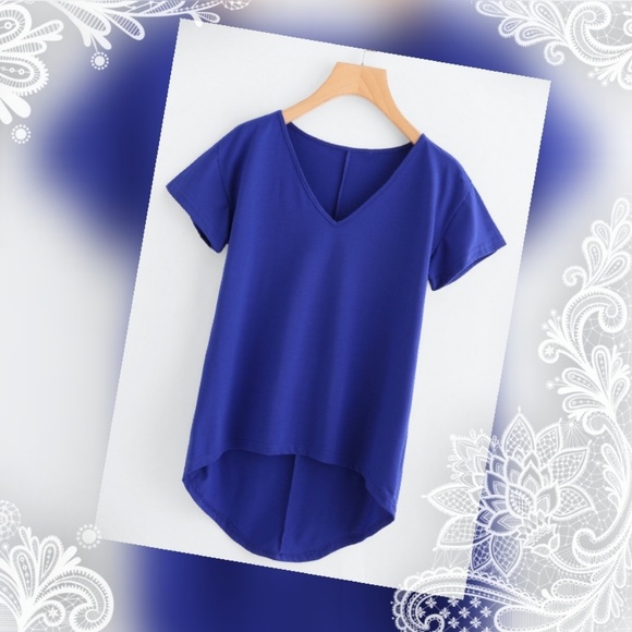 Tops - Simple Dip Hem Blue Top Sz XL